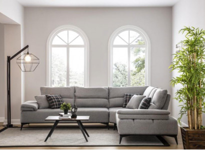 Ecksofa L Form Sofa Couch Design Couchen Polster Textil Neu Eck Garnitur Grau